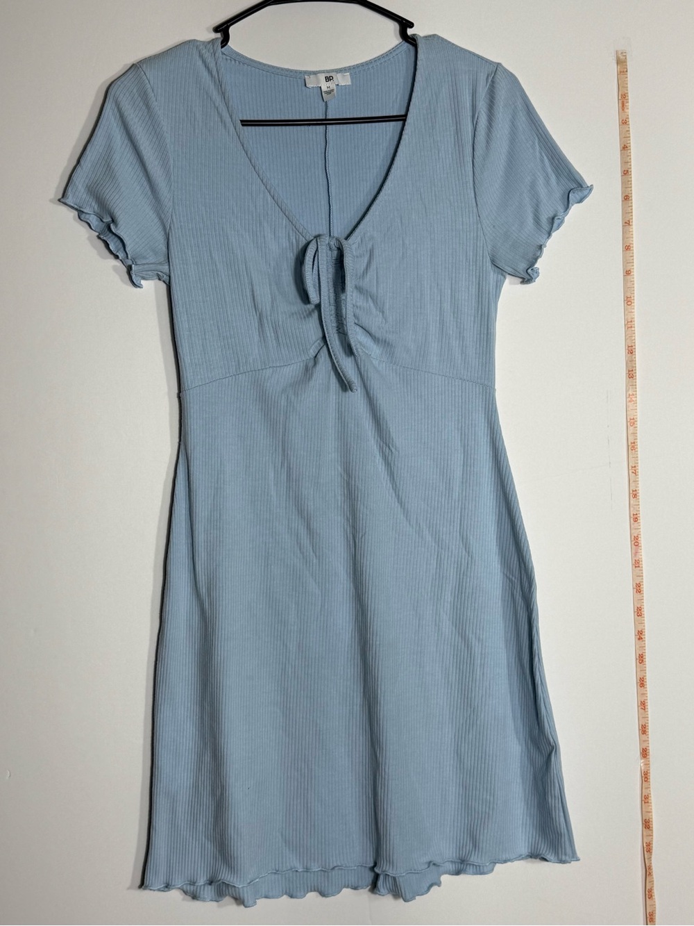 BP Light Blue Ribbed Knit Top with Lettuce Edge